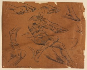 Studi di un nudo seduto da Walter Shirlaw