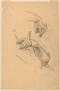 Studi del braccio sinistro e della mano destra di una donna da Walter Shirlaw