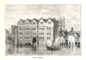 Cold Harbour. Casa padronale medievale North Bank del Tamigi sopra il London Bridge, 1894 da Walter Thornbury