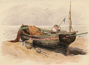 Lugger da pesca francese (litografia a colori) da Walter William May