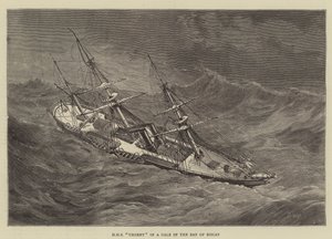 HMS Urgent in una tempesta nella Baia di Biscaglia
