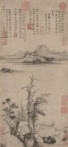 Ritiro di uno studioso tra gli alberi autunnali, dinastia Ming 1368-1644 da Wang Fu