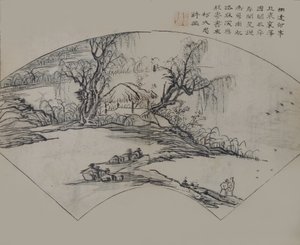Paesaggio di Ke Jiusi 1290-1343, dal Manuale del Giardino di Senape, Prima edizione, 1679 da Wang Gai
