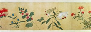 (dettaglio) fiori da un rotolo di mano di "Cento fiori", 1562 da Wang Guxiang