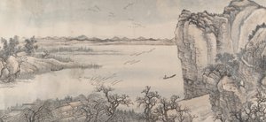 Paesaggio nello stile di Juran e Yan Wengui, datato 1713