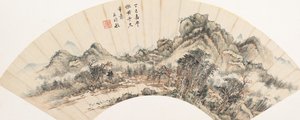 Paesaggio dopo Huang Gongwang, datato 1677 da Wang Shimin