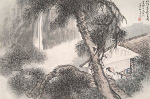 Lettura allo studio del pino appartato (Song yin an) da Wang Su