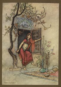 Tavola 7: "La Ragazza del Muro-Amirah." Folk-Tales of Bengal ... Con 32 illustrazioni a colori di Warwick Goble (Edizione de luxe) da Warwick Goble