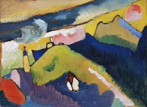 Murnau, paesaggio di montagna con chiesa da Wassily Kandinsky