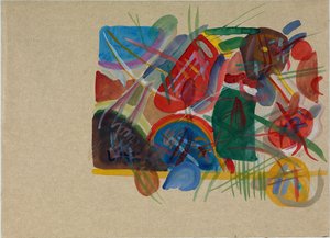 Acquerello con foresta e arcobaleno da Wassily Kandinsky
