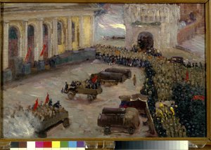 La rivoluzione russa di febbraio 1917 a Mosca. Dipinto di Vasili Nikitich Meshkov (1868-1946) da Wassily Meshkov