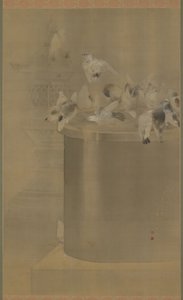 Piccioni al Tempio Senjoji (Asakusa Kannon) Era Meiji da Watanabe Seitei