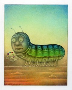 Bruco giocoliere, 2003 (tecnica mista su tavola) da Wayne Anderson