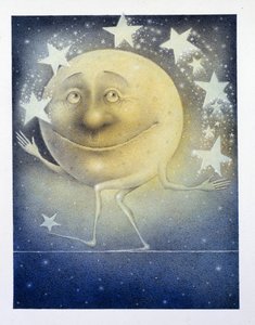 Luna che si destreggia tra le stelle notturne da Wayne Anderson