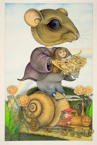 Topo e bambola sul treno delle lumache (carta a matita e pastelli colorati) (coppia di 150078) da Wayne Anderson