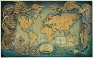 La mappa del mondo delle creature fantastiche, 2008 (tecnica mista su tavola)