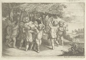Bambini che suonano e danzano portano un baccante da Wenceslaus Hollar (rejected attribution)