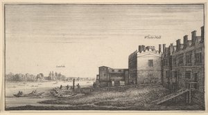 Veduta del Palazzo di Lambeth dal fiume a Whitehall Stairs, 1625-77 da Wenceslaus Hollar