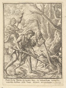 Adamo che ara dalla Danza della Morte da Wenceslaus Hollar