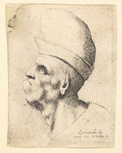 Busto di un uomo deforme con un cappello bulboso di profilo a sinistra da Wenceslaus Hollar