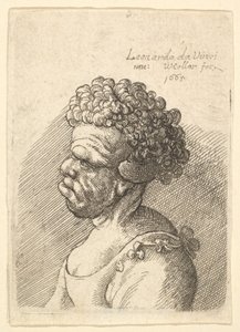 Busto di una Donna Deforme con Capelli Ricci di Profilo a Sinistra da Wenceslaus Hollar