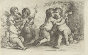 Cristo, Giovanni e tre cherubini (Paedopaegnion) da Wenceslaus Hollar