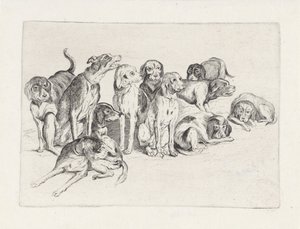 Undici cani da caccia da Wenceslaus Hollar