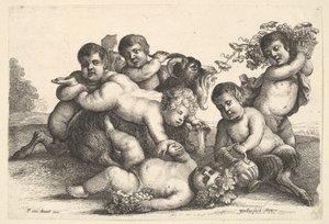 Quattro ragazzi, due satiri e una capra da Wenceslaus Hollar