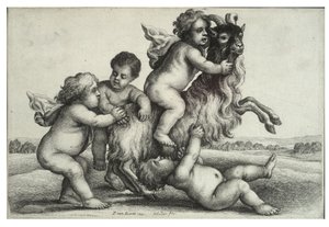 Quattro piccoli ragazzi e una capra da Wenceslaus Hollar