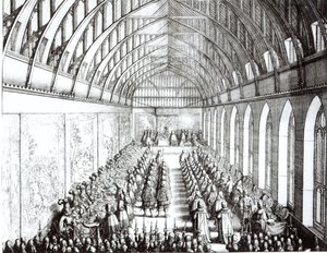 Festa del Giarrettiere nella Sala di San Giorgio, Windsor, al tempo di Carlo II, 1672