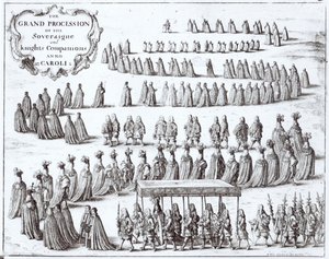 Grande processione del Sovrano e dei Cavalieri della Giarrettiera a Windsor, 1672 da Wenceslaus Hollar