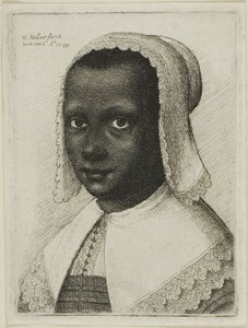 Testa di una donna nera con cappello di pizzo da Wenceslaus Hollar