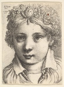 Testa di una giovane ragazza con un copricapo gioiellato, ca. 1645 da Wenceslaus Hollar