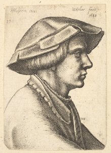 Testa di giovane uomo con cappello di profilo a destra da Wenceslaus Hollar