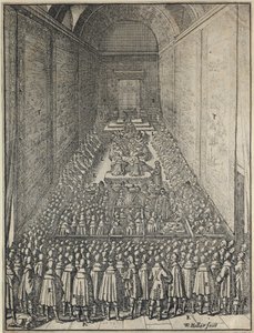 Interno della Camera dei Lord in sessione, Palazzo di Westminster, Londra, c. 1650 da Wenceslaus Hollar