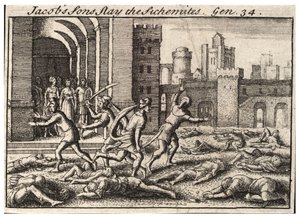 I figli di Giacobbe uccidono i Sichemiti da Wenceslaus Hollar