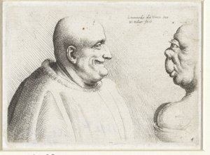 Teste di un uomo calvo e di una donna grottesca da Wenceslaus Hollar