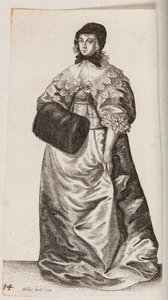 Donna con cuffia e manicotto da Wenceslaus Hollar