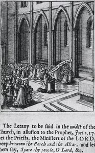 Litania in una chiesa, c.1655 (acquaforte) da Wenceslaus Hollar