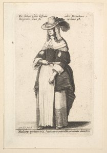 Mulier primaria Antuerpiensis, in ornatus domestica Gentildonna di Anversa in domestico, 1625-77 da Wenceslaus Hollar