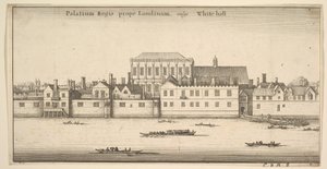 Palatium Regis prope Londinum, volgarmente Palazzo Reale di Whitehall, Londra, ca. 1647 da Wenceslaus Hollar