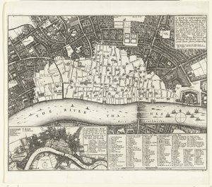 Pianta di Londra dopo il grande incendio del 1666
