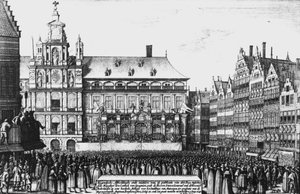 Proclamazione della pace di Westfalia nel 1648, inciso da F. Wyngaerde da Wenceslaus Hollar