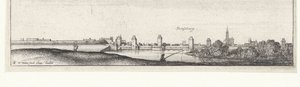 Paesaggio fluviale con vista su Strasburgo da Wenceslaus Hollar
