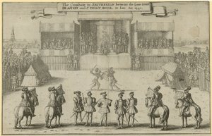 Il combattimento a Smithfield tra lo stesso John de Astley e Sir Philip Boyle da Wenceslaus Hollar