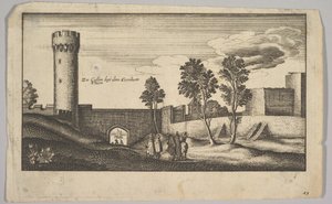 La torre di Kunibert vicino a Colonia, copia, 1625-77 da Wenceslaus Hollar