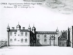 La Casa del Parlamento a Edimburgo (incisione) da Wenceslaus Hollar