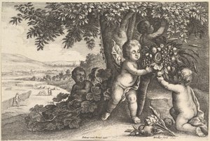 Il dio del fiume e i ragazzi, 1625-77 da Wenceslaus Hollar