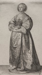 Gli abiti delle donne inglesi, dalla nobiltà alle contadine di questi tempi: La donna con i fiori da Wenceslaus Hollar