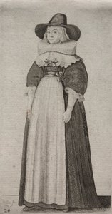 Gli abiti delle donne inglesi, dalla nobiltà alle contadine di questi tempi: La donna con cappello maschile e corpetto con nastri da Wenceslaus Hollar